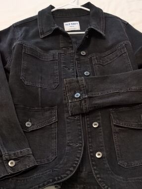 Old Navy Men's Black Cotton Shirt Jacket